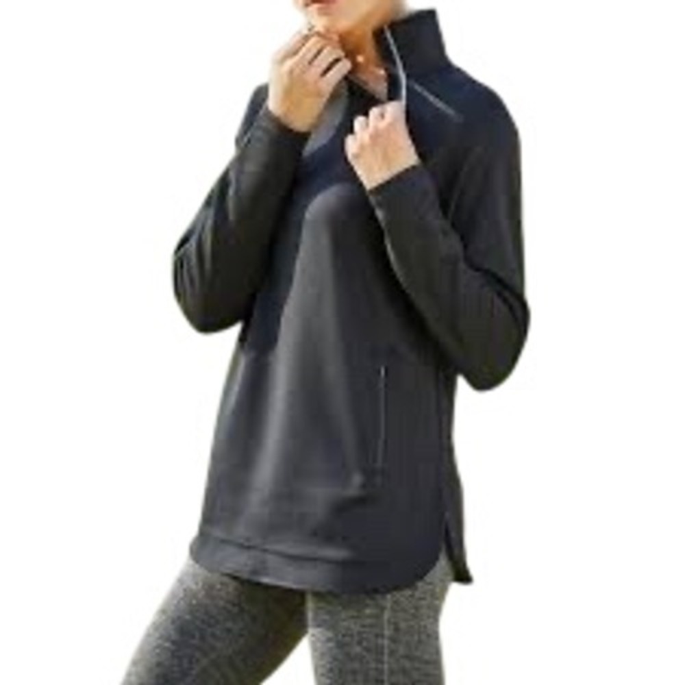 FootJoy Women Black Asymmetrical 1/4 Zip Golf Pullover Crooked Stick Logo Medium